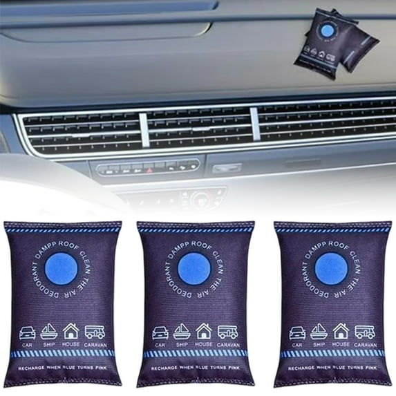 Reusable Dehumidifier Bags,3-Pack Silica Gel Moisture Absorber for Car Interior Wardrobe Closet Basement Storage,Portable Condensation Prevention,100g/PC,3Pcs