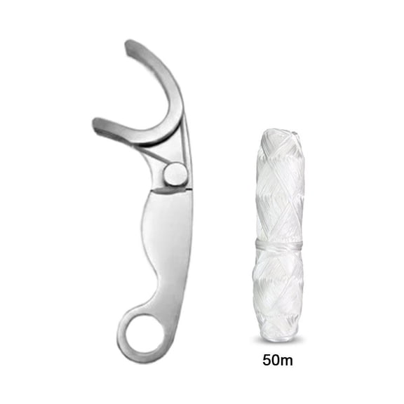 Reusable Dental Floss Holder with 50m Floss, Portable Oral Care Flosser Tool, Ergonomic Finger Ring Grip for Home Travel Daily Teeth Cleaning