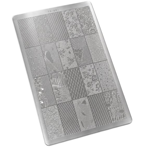 Reusable Design Plate with Engraved Stainless Steel Patterns for Polish or Gel Transfer and Decorative Art