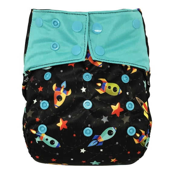 Reusable Diaper Cover: Waterproof Shell for Baby Prefold Cloth Diapers, Flats or Inserts (Rocket)