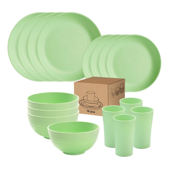 Reusable Dinnerware Set for Camping Essentials Plates and Bowls Sets for 4 Dishwasher Microwave Safe Unbreakable Plastic Lightweight Stackable Families Campers Outdoor Cooks Kitchen