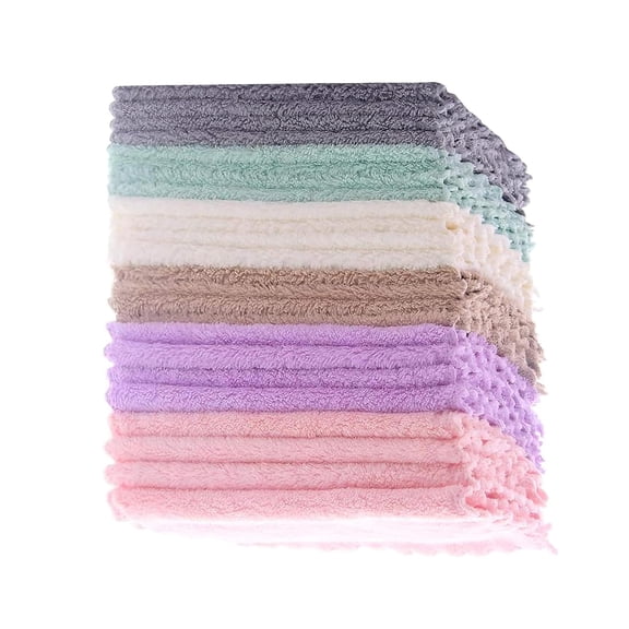 Reusable Dish Towels 24 Pack, Super Absorbent Coral Fleece Cloths, Nonstick Oil Fast Drying Kitchen Wipes, NoNo Fraying, 7 x 9 Inches Multicolor
