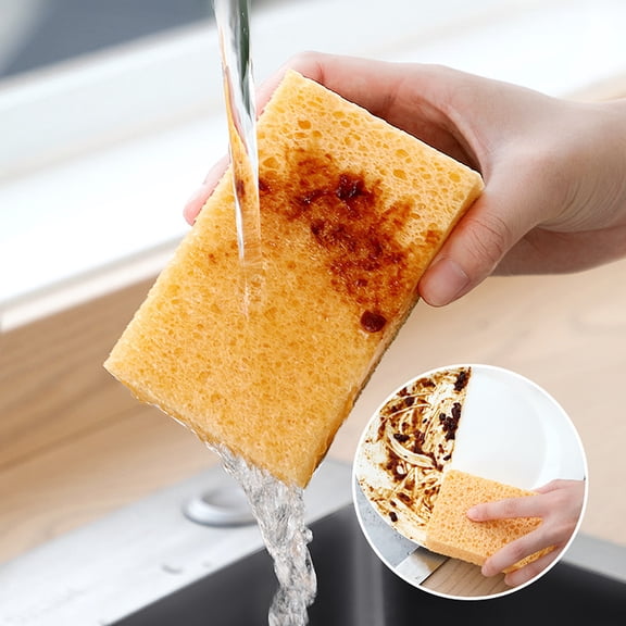 Reusable Dishwashing Wood Pulp Sponge Rags - 10 Pack, Absorbent Grease Stain Block Tool for Kitchen Cleaning, Non-Scratch Wipe for Dishes, Bathroom, Car Detailing