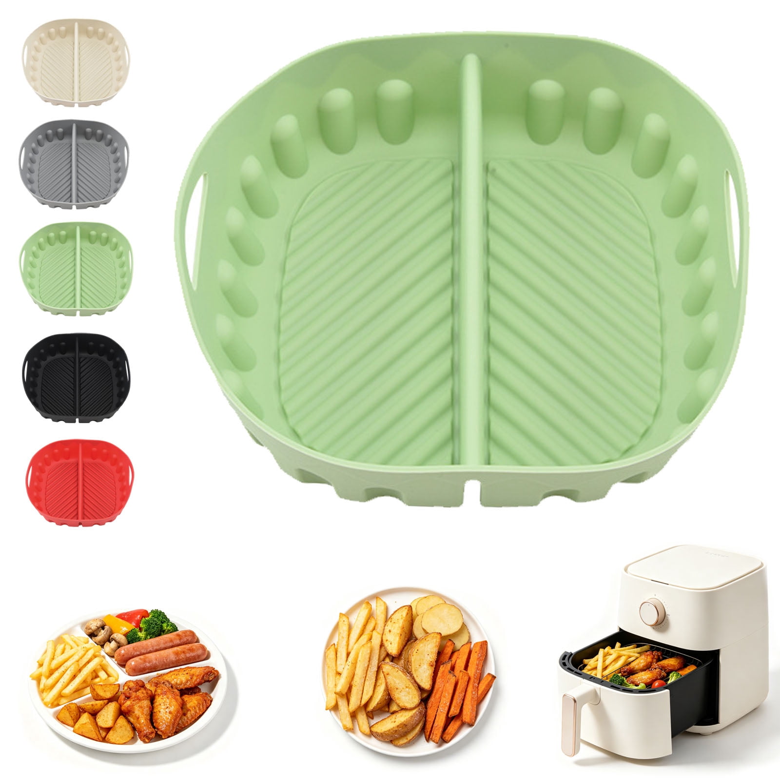 Reusable Divided Air Fryer Silicone Liner,Baking Mat Sheets,Side ...