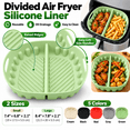 thumbnail image 1 of Reusable Divided Air Fryer Silicone Liner, Square Cooking Tray Insert, Raised Ridges for Grease Drainage, Built-In Side Handles for Easy Lifting, Akmoler, 1 of 8