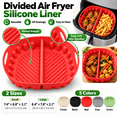thumbnail image 1 of Reusable Divided Air Fryer Silicone Liner, Square Cooking Tray Insert, Raised Ridges for Grease Drainage, Built-In Side Handles for Easy Lifting, Akmoler, 1 of 8