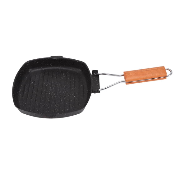 Reusable Divided Grilling Pan With Even Heat Distribution, Non Stick Grill Pan For Versatile Cooking, Carbon Steel Frying Pan, Energy Saving Induction Base, Space-saving Folding