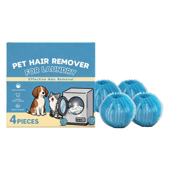 Reusable Pet Hair Remover for Laundry: Effectively Capture Dog & Cat Hair on Clothes Bedding, Gentle Fabric Safe Catcher Won’t Damage Textiles 4PCS