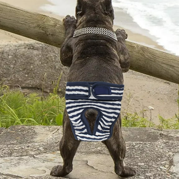 Reusable Dog Shorts - Striped Design, 5 Sizes, Washable, Prevents Pregnancy, Comfortable Fabric