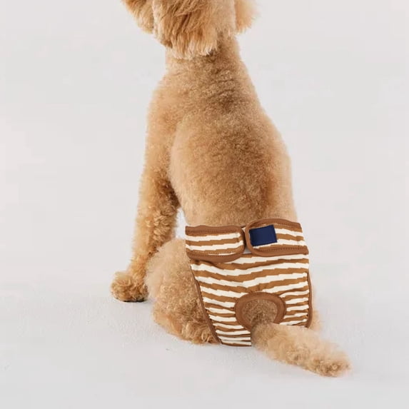 Reusable Dog Shorts Striped Fabric Washable Adjustable Sizes for Small Dog Female Sanitary Underwear