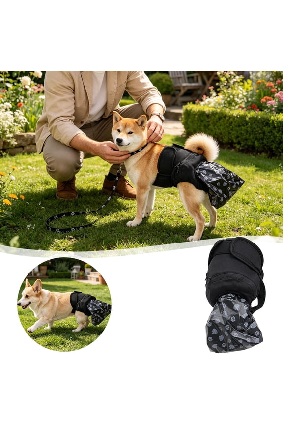 Reusable Dog Sanitary Poop Pants with Disposable Replacement Bags, Auto Waste Collector Diaper for Elderly Disabled Incontinent Dogs, Breathable Adjustable Pet Sanitary Wear