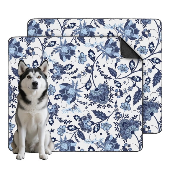 Reusable Dog Wee Wee Pads, 2-Pack Washable Potty Training Mats, Fast-Absorbing and Durable Construction, Floral Design, 35" x 41" Size