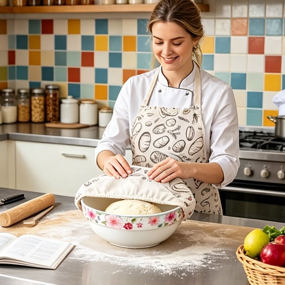 Reusable Dough Proofing Cover – Breathable Cloth Fermentation Lid for Bread Bowls – Food Safe Baking Accessory for Kitchen & Pastry Making-(A)