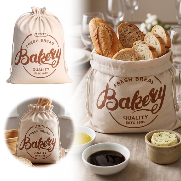 Reusable Drawstring Bread Storage Bag Airtight Fresh Keeping Food Container Washable For Homemade Loaf Kitchen Pantry Organization