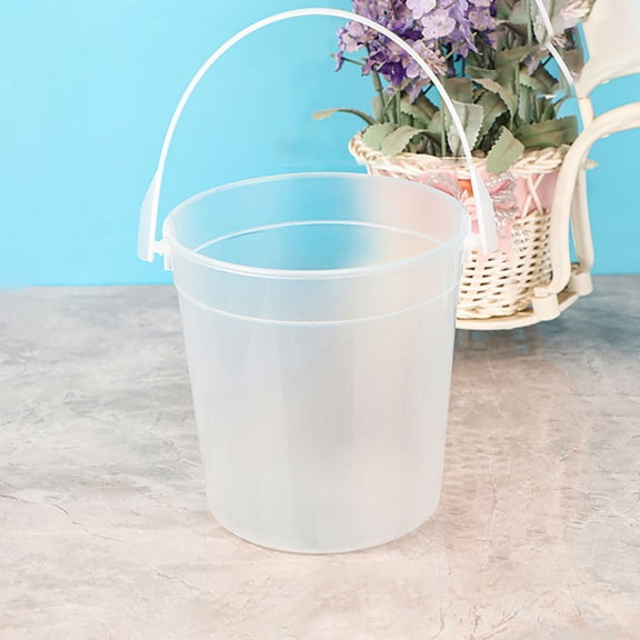 Reusable Drink Bucket 32oz Stackable PP Food Storage Pail with Portable Handle for Summer Pool Party Picnic Beverage Cocktail Fruit Tea Snack Serving