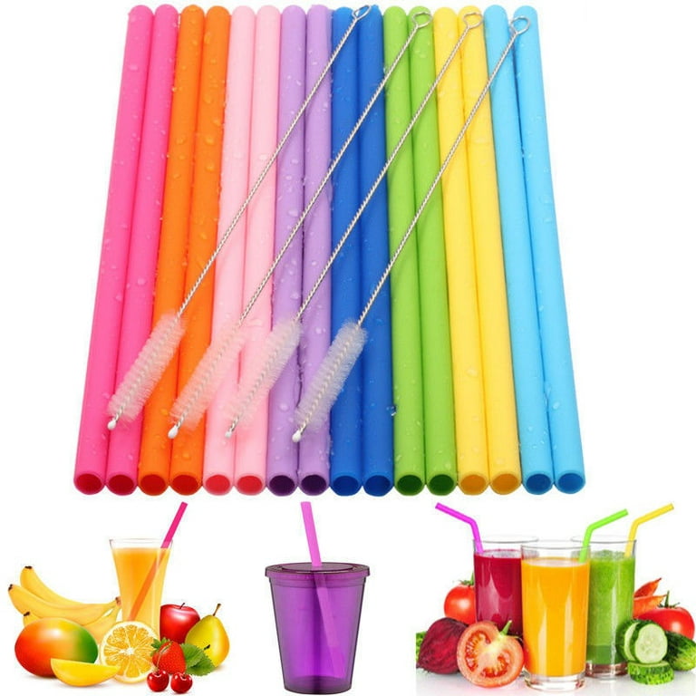 Reusable Glass Straw, 8 Pack Glass Drinking Straws Shatter Resistant, 8 x  0.32 Bent Colorful Eco-Friendly Straw 2 Brush, Perfect for Smoothies, Tea