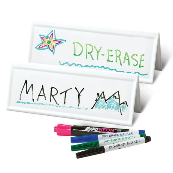 Trainers Warehouse Reusable Dry-Erase Name Tents Whiteboard, 12 Set