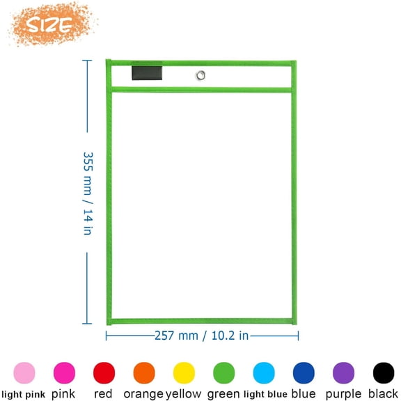 Reusable Dry Erase Pockets 20-Pack - Clear Plastic Sleeves with Markers and Erasers