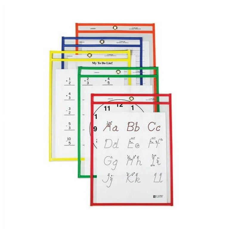 Reusable Dry Erase Pockets, 9 x 12, Assorted Primary Colors, 25/Box Reusable Dry Erase Pockets, 9 x 12, Assorted Primary Colors, 25/Box