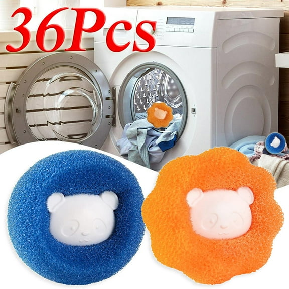Reusable Dryer Balls, Pet Hair Remover for Laundry, Reusable Lint Remover Sponge, Hair Catcher for Washing Machine, Wash Dryer Balls(36Pcs,Blue & Orange)