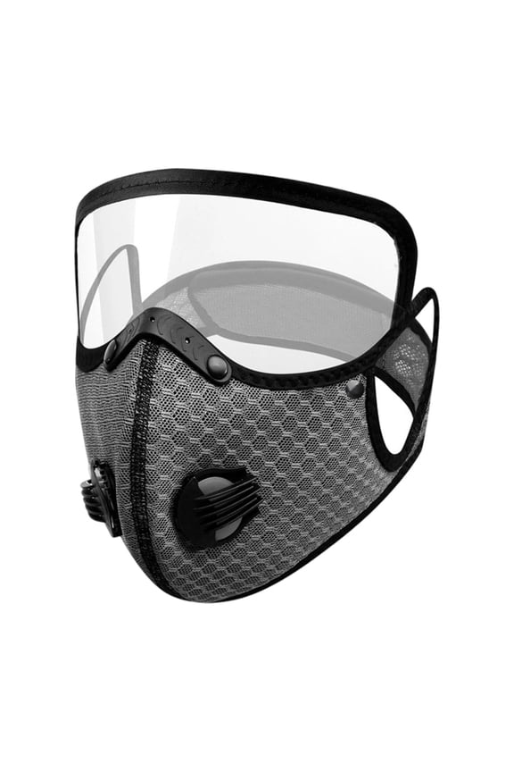 Reusable Dual Air Breathing Valve Face Mask Cover with Activated Carbon Filter (Gray Cycling)
