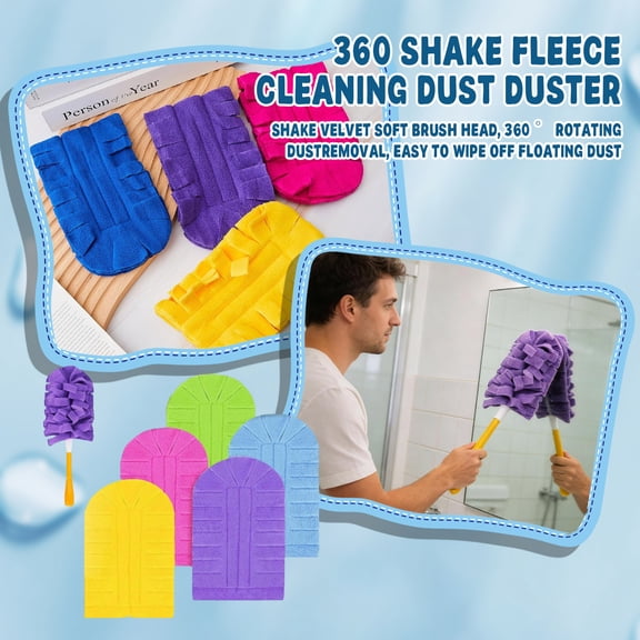 Reusable Duster Refills, 360° Heavy Duty Fleece Duster Refills Reusable Duster Pads Washable Cleaning Pads Tools for Cleaning Ceiling Fan Window Kitchen (5pc)