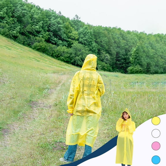 Reusable EVA Rain Poncho Raincoat for Men and Women – Lightweight Packable Rain Gear with Hood, Waterproof Full-Length Design for Travel, Hiking, Camping, Theme Parks
