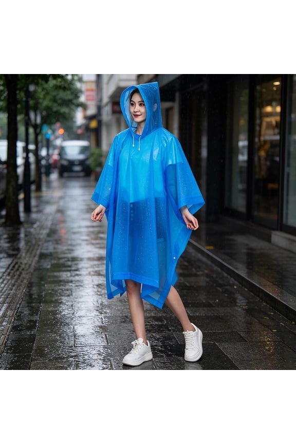 Reusable EVA Rain Thickened Heavy Duty Stormproof Raincoat Portable Waterproof Rain Jacket For Adult Outdoor Hiking Mountaineering Camping And Travel