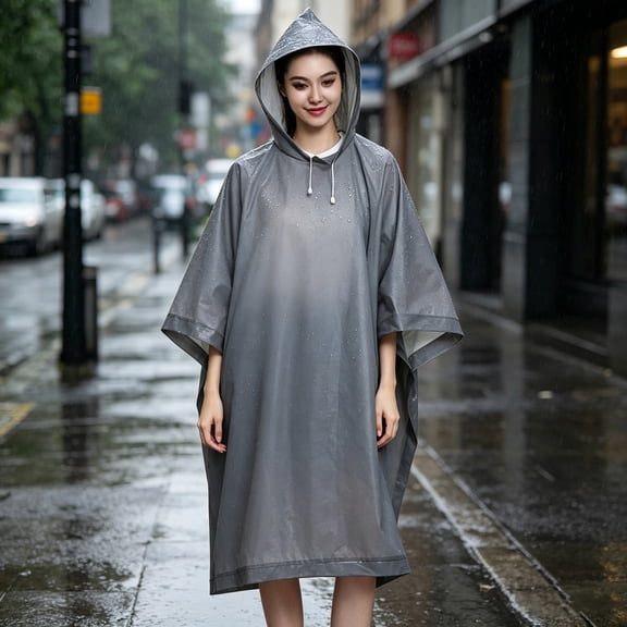 Reusable EVA Raincoat For Adult, Thickened Heavy Duty Stormproof Jacket, Portable Waterproof Rain Gear For Camping Travel