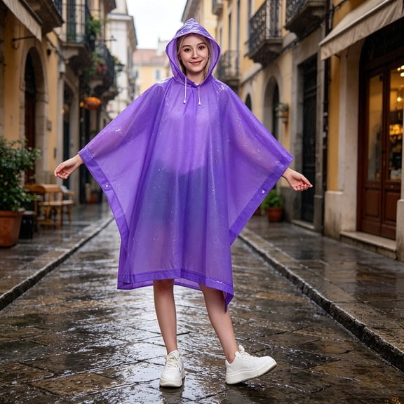 Reusable EVA Raincoat For Adult, Thickened Heavy Duty Stormproof Jacket, Portable Waterproof Rain Gear For Camping Travel