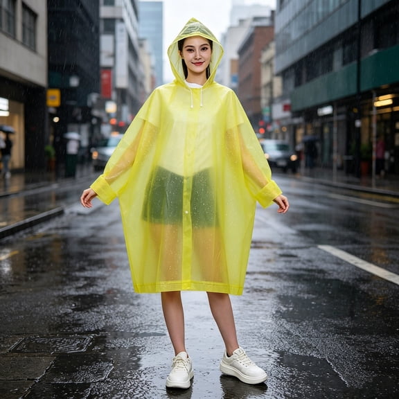 Reusable EVA Raincoat For Adult, Thickened Heavy Duty Stormproof Jacket, Portable Waterproof Rain Gear For Camping Travel