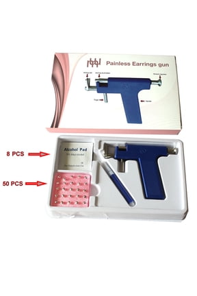 Reusable Ear Piercing Gun Kit Professional Body/Nose/Lip Piercing Set, Includes 50pcs ear Studs and 8 PCS Alcohol Pad