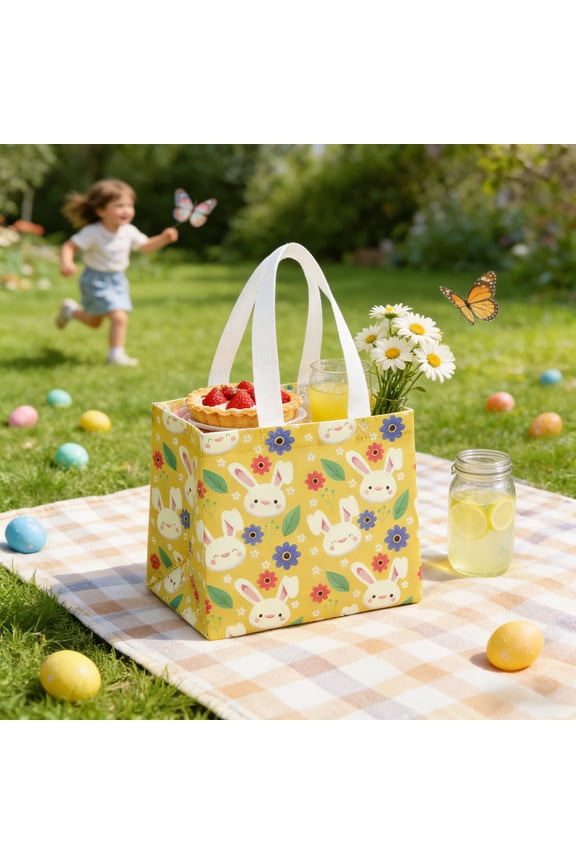 Reusable Easter Non Woven Handbags, Easter Egg Theme Party Gift Totes, Eco-Friendly Shopping Bags for Easter Celebration, Holiday Presents Storage & Daily Household Use