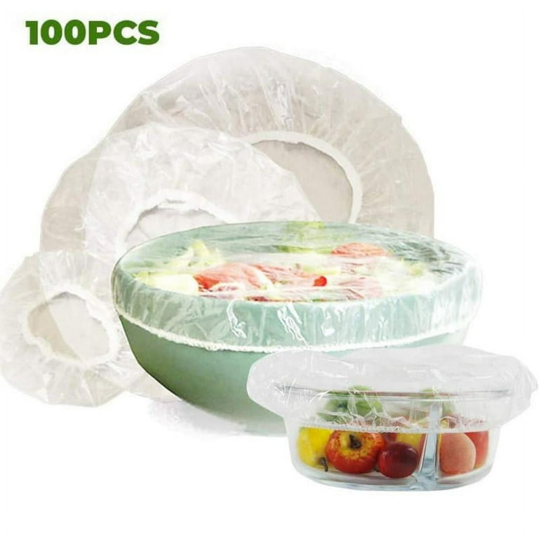 Reusable Elastic - Stretch Bowl Covers with Stretch PE Plastic Food Storage  Covers Elastic Dish Plate Wrap Bowl Covers for Leftover and Meal Prep (100)  