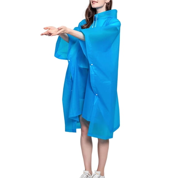 Reusable Emergency Rain Poncho For Adults Heavy Duty Coat With Adjustable Hood