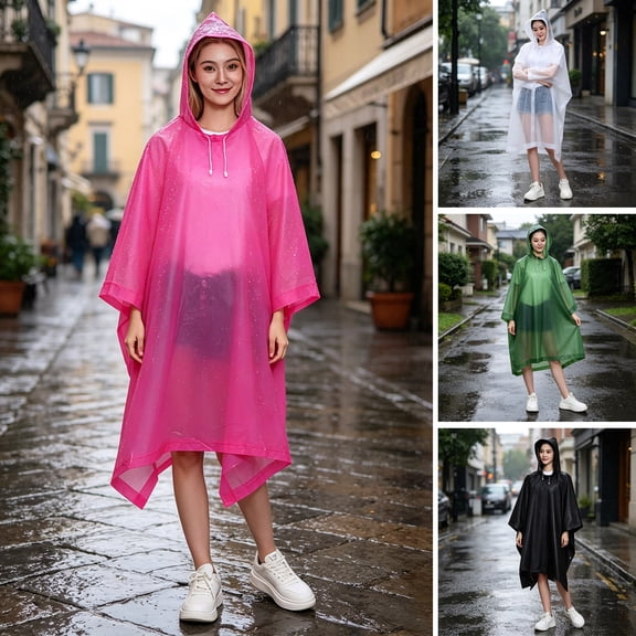 Reusable Eva Rain Poncho Thickened Heavy Duty Stormproof Raincoat Portable Waterproof Emergency Rain Jacket for Adult Outdoor Hiking Mountaineering, AKLJWH