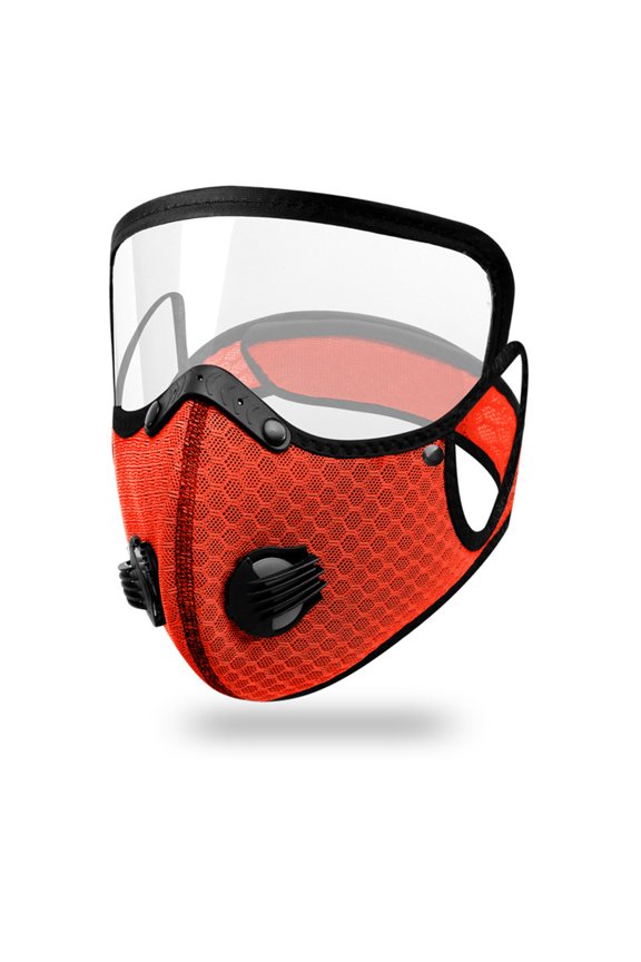 Reusable Face Mask with Detachable Eye Shield, Breathable Mesh Mask with Exhalation Valves, Washable Anti‑Dust Protective Mask for Cycling Outdoor Daily Use,1pc.
