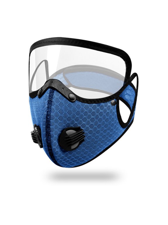 Reusable Face Mask with Detachable Eye Shield, Breathable Mesh Mask with Exhalation Valves, Washable Anti‑Dust Protective Mask for Cycling Outdoor Daily Use,1pc.