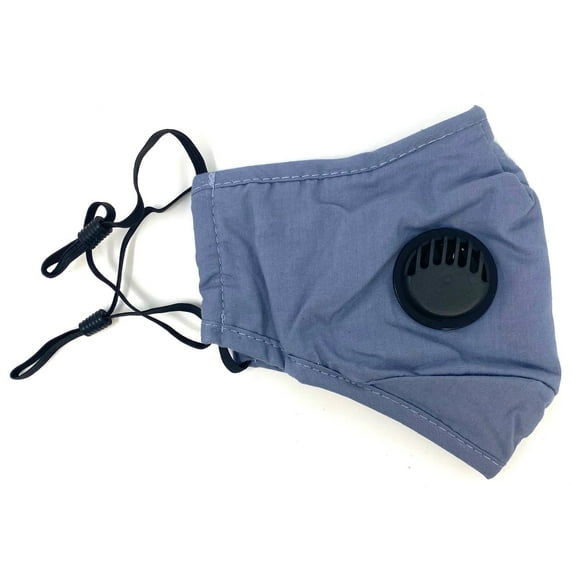Reusable Face Mask with Breathing Air Valve and 2 Free Carbon Filters (Gray Midnight)