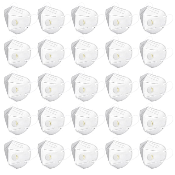 Reusable Face Masks with Exhalation Valve 25 Pcs Adult Mask Adjustable Nose Bridge and Earloop for Easier Breathing White