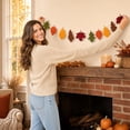 thumbnail image 1 of Reusable Fall Harvest Leaf Felt Bunting Garland - Autumn Maple Oak Leaf Banner, Indoor Wall Fireplace Hanging Decor for Halloween Thanksgiving Fall Party Supplies, 1 of 7