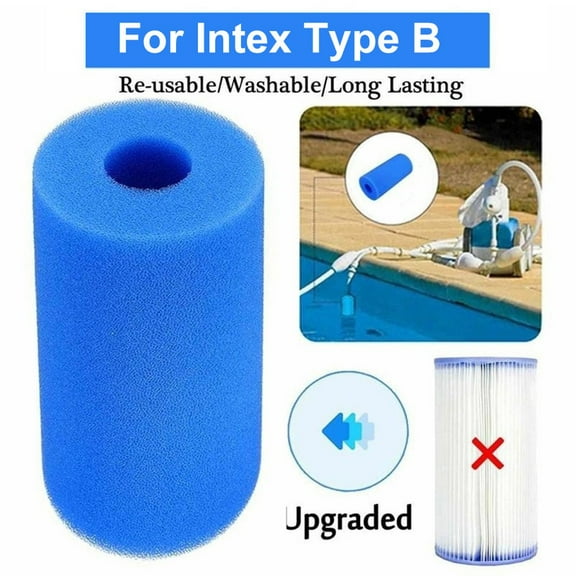 Reusable Filter Cartridges,1 Pcs Washable Swimming Pool Filter Foam Sponge Cartridge for Type B