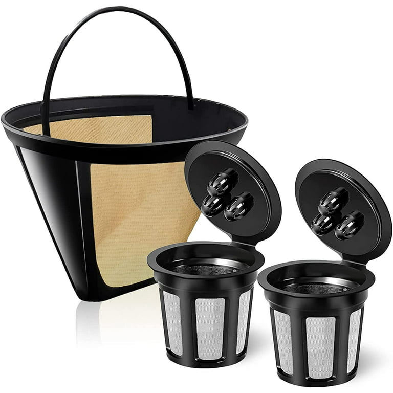 BRIKINTE Reusable Coffee Filter for Ninja Dual Brew Coffee Maker, 2 Pack K Cup Reusable Coffee Pods and 1 Pack Stainless Steel Coffee Fi
