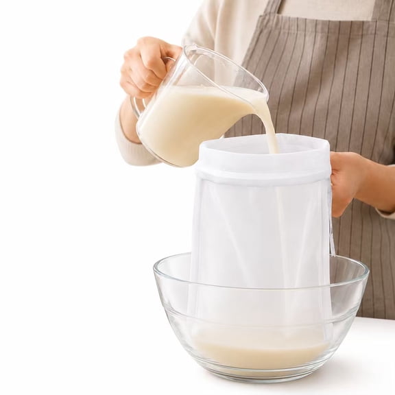 General Nut Milk Bag for Almond Milk, Reusable Fine Mesh Strainer Bag with Wide Opening and Durable Seam, Soy Milk Filter Bag for Homemade Plant Based Drinks, Juice and Food Preparation