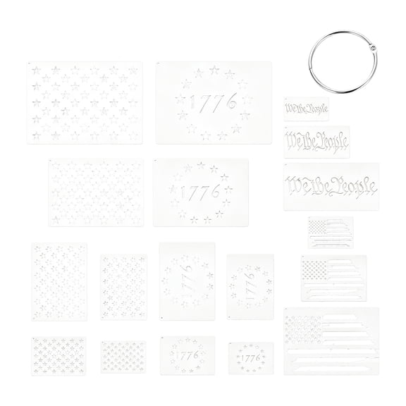 Reusable Flag Stencil Set 12 Sheets PET Material Independence Day Template for Journaling Spray Painting DIY Craft with Storage Ring