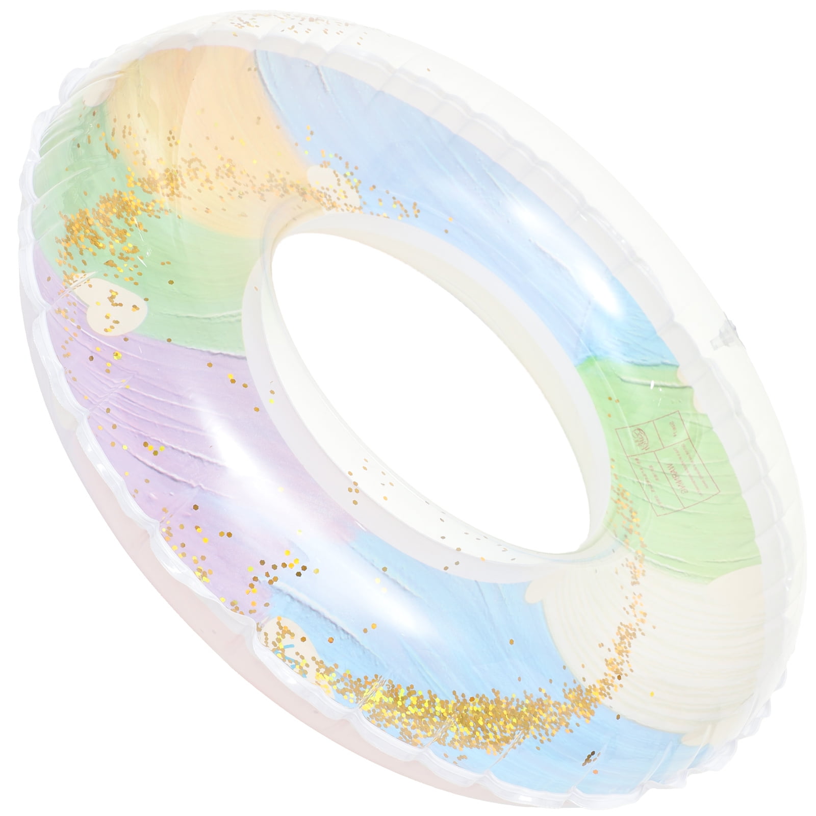 Reusable Floating Swim Ring Sequin Heart Pattern Inflatable Swimming