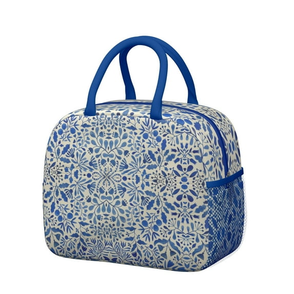 Reusable Floral Lnsulated Lunch Bag for Women & Men-Leakproof Water-Resistant Cooler Tote,Large Capacity(10.6x8.7x6.3in)for Work,Office,Travel,Picnic,Beach.