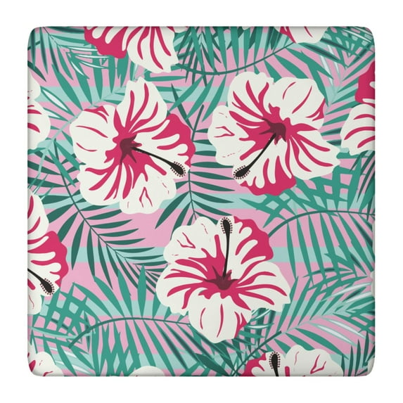 Reusable Floral Print Square Tablecloth with Elastic Hem, High-Quality Polyester with Waterproof Finish for 36x36 Inch Tables, Protects Tables from Spills and Stains