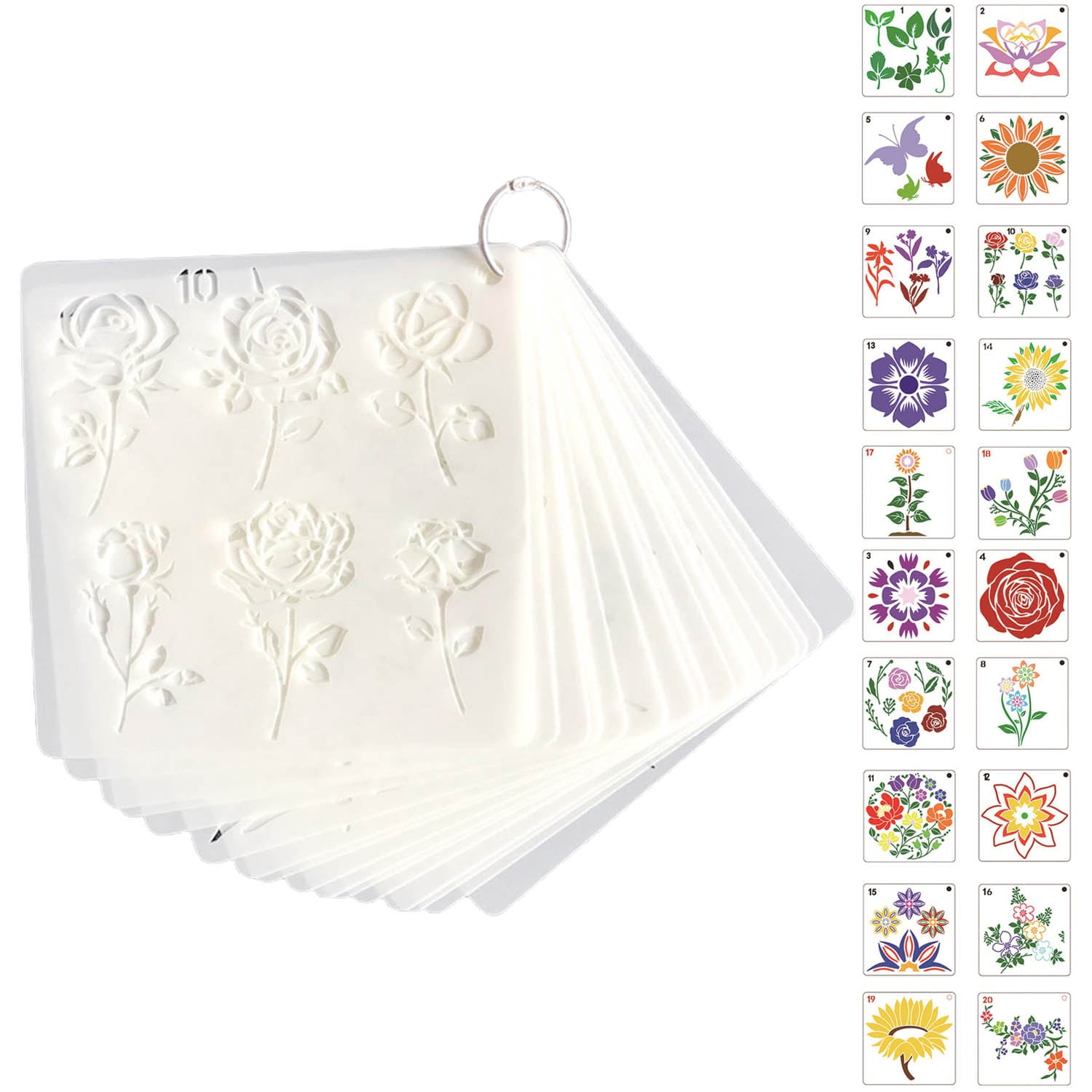 Reusable Flower Stencils 20PCS,Floral Painting Stencils,Stencils for ...