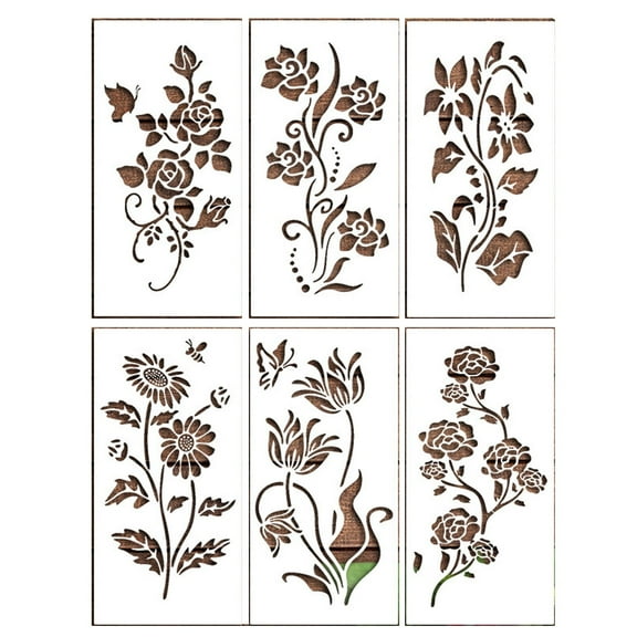 Reusable Flower Stencils for Painting on Wood, Large Floral Garden Fence Stencils Sunflower Wildflower Patterns for DIY Wall Yard Decor, Outdoor Mural Spray Paint Crafts and Art Projects
